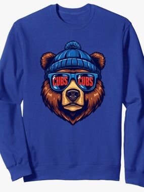 Blue Bear Graphic Crewneck Sweater - Cubs Design